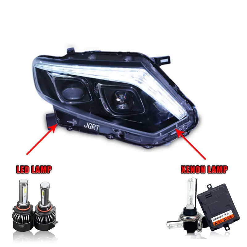 LED high beam 2 шт. автомобильный стиль светодиодный фары для nissan X-Trail 2004- для X-Trai Головной фонарь светодиодный объектив двойной луч H7 HID Xenon bi xenon объектив - Цвет: LED high beam