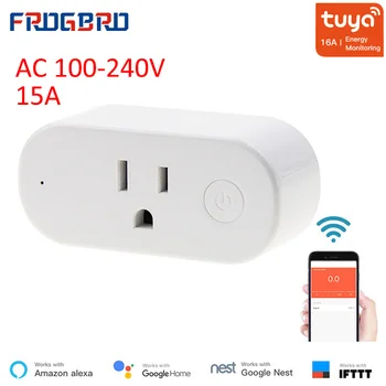 

FROGBRO 16A Wifi Smart Plug US Standard with Remote Voice Control Power Monitoring Work with Tuya Alexa Google Home IFTTT