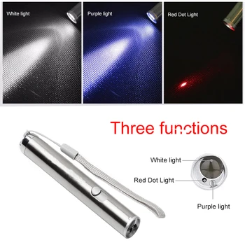 

Stainless Steel Mini Strong Light LED Infrared/Purple Banknote Detector/Light Three in One