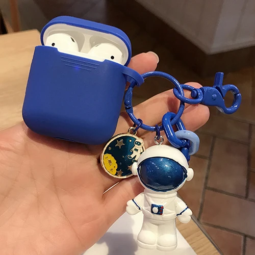 

Soft Silicone Case for Apple Airpods 1 2 Accessories Bluetooth Earphone Protect Case Space Robot Astronaut Doll Decor Key Ring