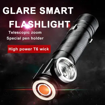 

Flashlight Torch 2in1 Hiking Strong Magnetic Camping Climbing Warning Lamp LED Flashlight Portable USB Rechargeable