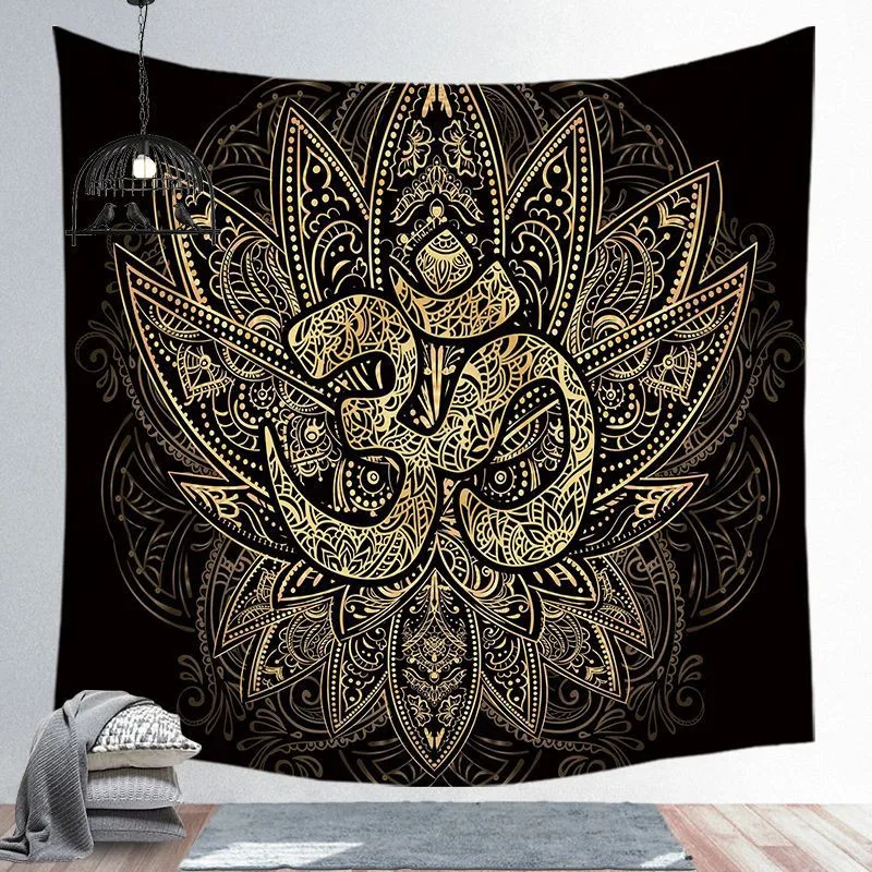 Черный настенный гобелен индийский коврик с мандалой в стиле хиппи чакра гобелен в стиле бохо Декор настенная Ткань коврики для йоги богемная ткань - Цвет: 1