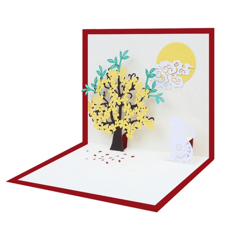  3D Pop Up Greeting Card Mid Autumn Festival Handmade Birthday Wedding Invitation D08D - 4.00036E+12