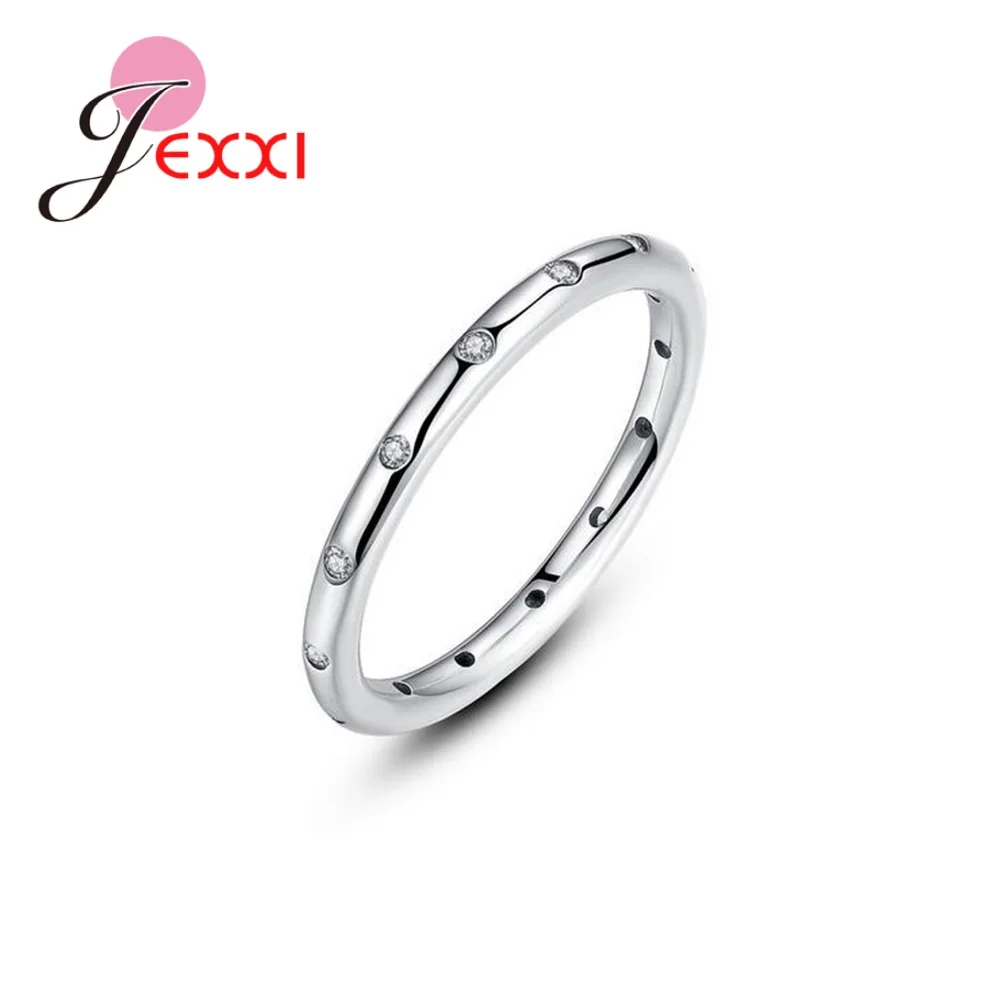 

Fashion Brand 925 Sterling Silver Rings For Women Charm Classic Round AAA Cubic Zircon Engagement Wedding Bands Jewelry