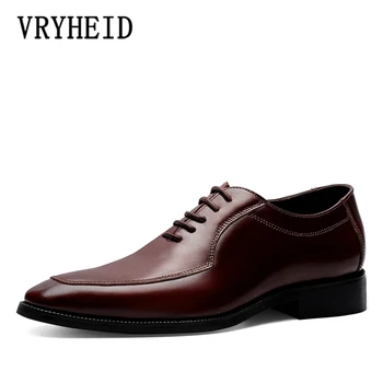 

VRYHEID Oxford Men's Dress Shoes Formal Business Lace-up Full Genuine Leather Minimalist Shoes for Men Comfortable Size 38-44