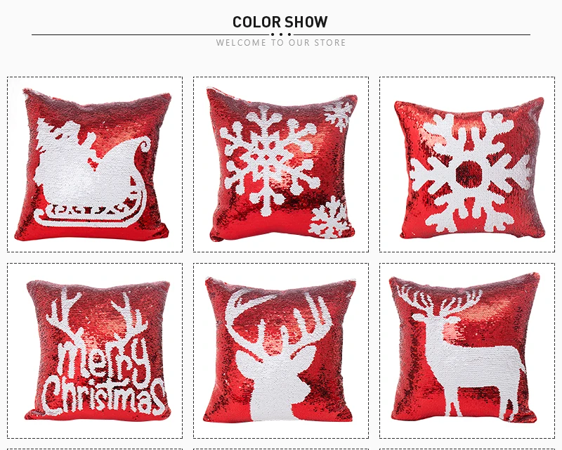 Новые Волшебные расшитые блестками красные рождественские Чехлы для подушек на сиденье без внутреннего чехла два узора креативные Чехлы для подушек на Рождество X30