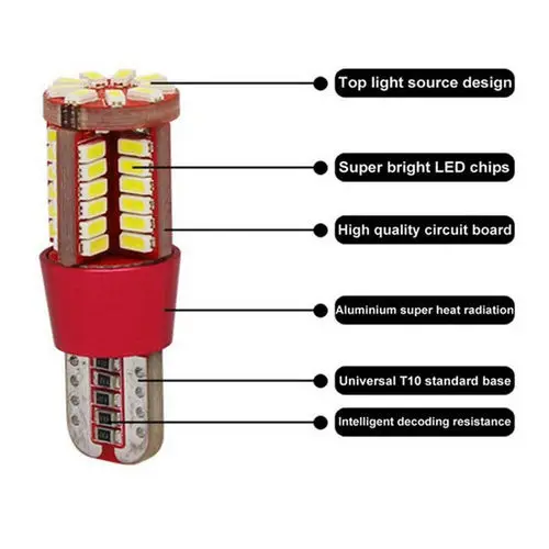 

Universal Car Accessories Lighting Bulbs T10 501 194 W5W 3014 LED 57-SMD Car Canbus Error Free Wedge Light Bulb Lamp