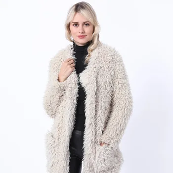

Artificial Fur Women Overcoat Fur Coat Women 2019 Autumn Winter Warm Soft Zipper Fur Jacket Female Plush Overcoat Pocket Casual