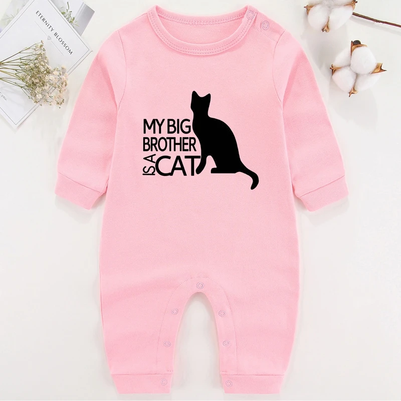 vintage Baby Bodysuits One Piece Jumpsuits Infant Girl Outfits Long Sleeve Baby Rompers Boy Winter Cotton My Big Brother Is A Cat Newborn Girl Costume best baby bodysuits