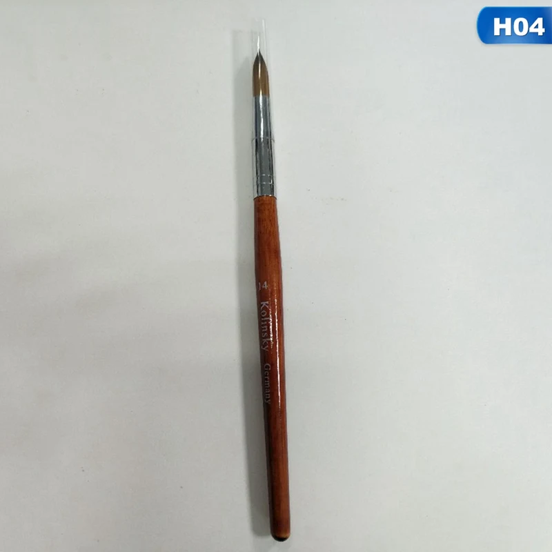 Новинка! акриловая щетка для маникюра Kolinsky Sable, гофрированная УФ-полигелевая кисть для маникюра, Плоская Круглая Красная деревянная Кисть для ногтей