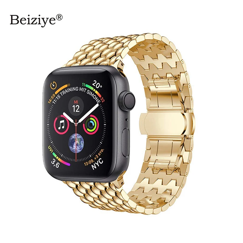 Сменный ремешок из нержавеющей стали для Apple Watch, ремешок 40 мм, 44 мм, серия 5, 4 звенья, браслет для Apple Watch, ремешок 38 мм, 42 мм