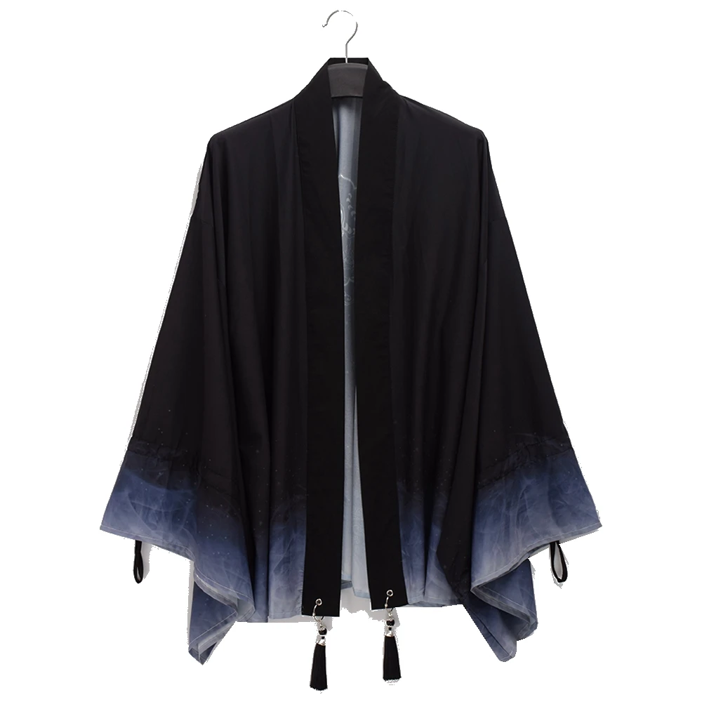 Lolita Retro Gothic Gradient Tassel Chiffon Loose Kimono Coat Cheongsam Suit Set