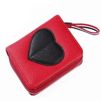 

Heart Shape PU Leather Short Women Wallet Fashion Girls Change Clasp Purse High Quality Money Coin Holders Portefeuille Femme