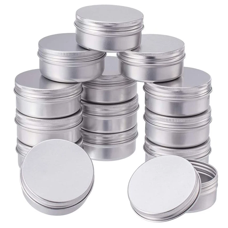 

100pcs 50g Aluminum Jars Round Metal Cosmetic Containers With Screw Cap Lid For Cream, Lip Balm, Candles, Jewelry