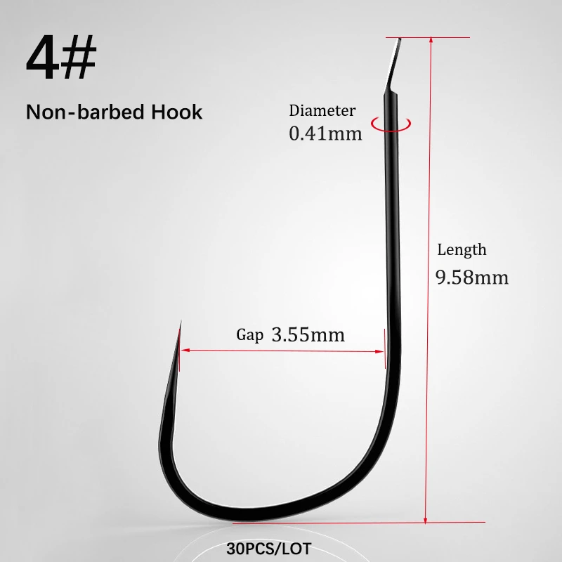 Non-barbed hook 4 30 шт., рыболовные крючки из черной колючей не-колючей высокоуглеродистой стали, морские 0,5#0,8#1-8# рыболовные крючки, рыболовные аксессуары для рыбалки, крючок - Цвет: Non-barbed hook 4