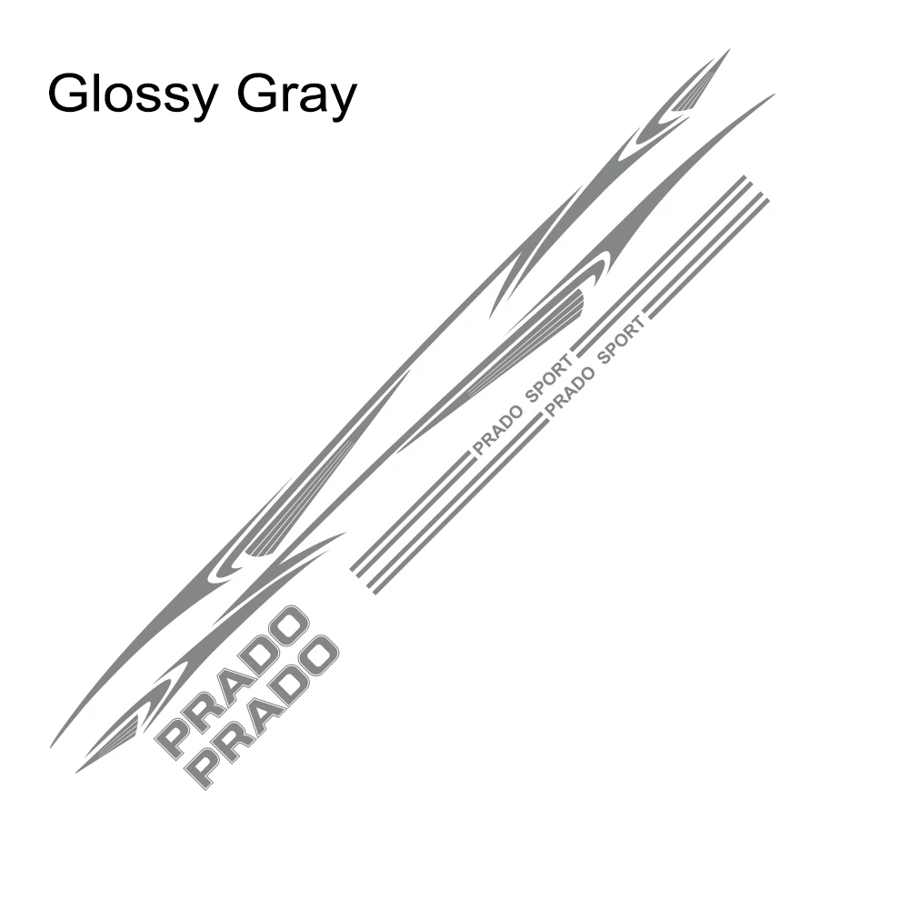 Glossy Gray 2 шт. для Toyota Prado виниловые наклейки на машину, пленка для автомобильной двери, боковые наклейки для стайлинга автомобилей, для спортивных гонок, DIY, аксессуары для тюнинга автомобиля - Название цвета: Glossy Gray