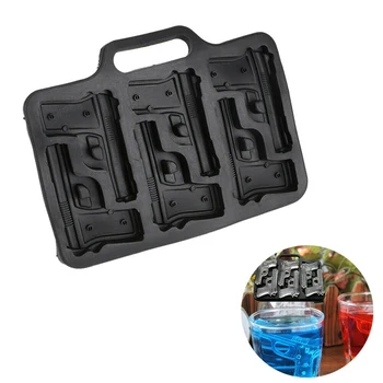 

2020 3D Silicone Ice Cube Mold Pistol Gun/AK47 Bullet /Grenade Shape Ice Cube Maker DIY pistol Shaped Silicone Ice Cube Mould