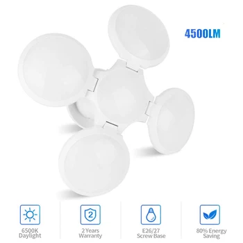 

LED Garage Lighting 4500LM 40W Deformable Garage Light E27 Screw in Light Bulb Living Room Ceiling Light for Workshop Garage