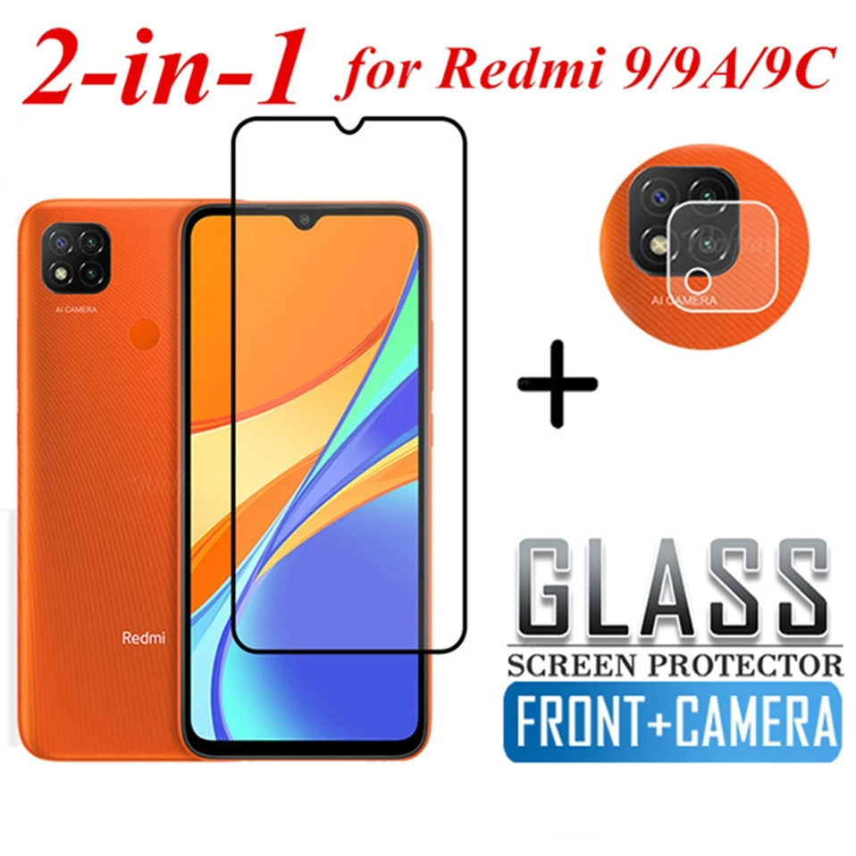 2в1 закаленное стекло для Xiaomi Redmi 9C 9A 9 C полное покрытие защита экрана камеры Xiomi