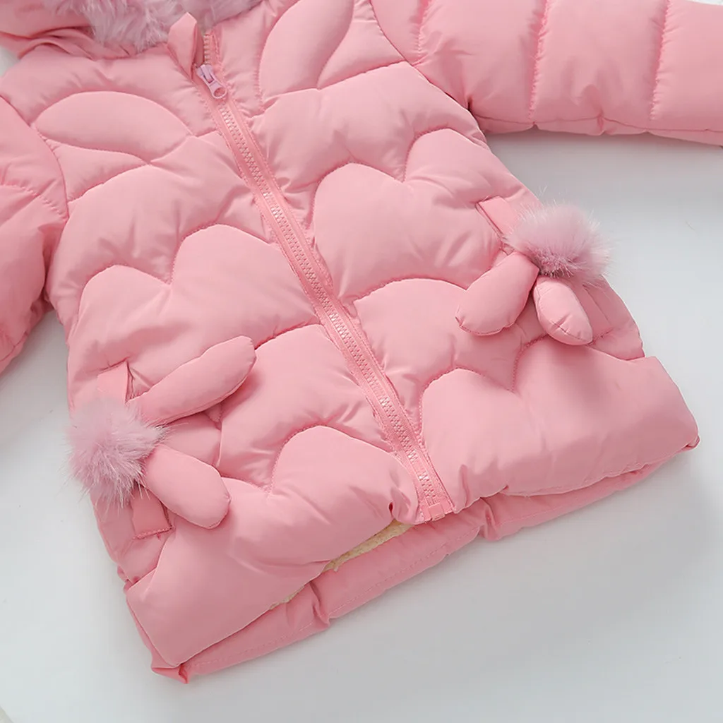 Зимнее ветрозащитное пуховое пальто с капюшоном для девочек повседневная одежда для маленьких девочек Детская Хлопковая плотная верхняя одежда, куртки Winterjas Meisje