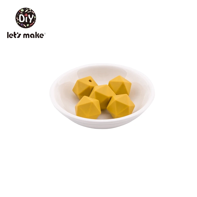 mustard Давайте сделаем силиконовые бусины Восьмиугольные силиконовые бусины 20 шт. 14 мм BPA бесплатно Прорезыватель игрушки DIY аксессуары пустышка цепи детский Прорезыватель - Цвет: mustard
