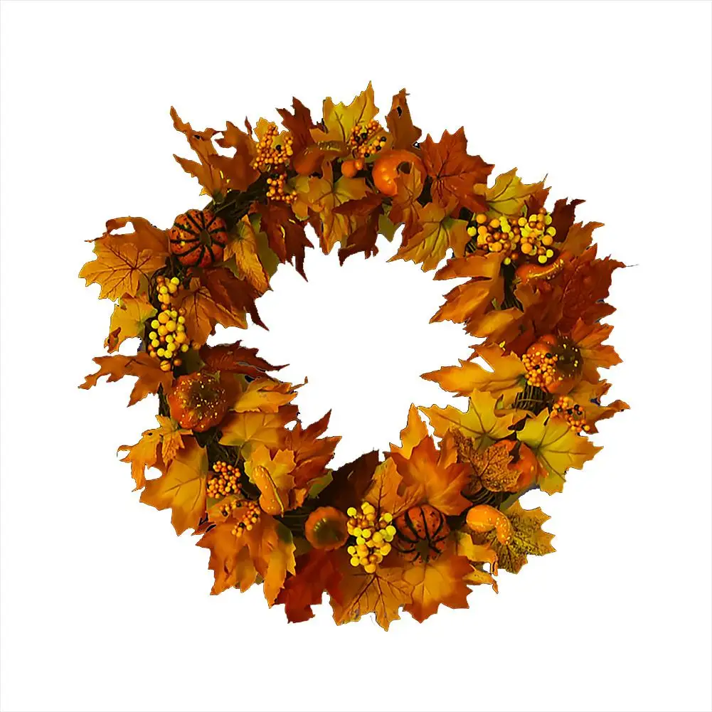 A Harvest Fall Pendant Pumpkin Wreath Front Door Wreath For Halloween Thanksgiving Decorations - Цвет: A