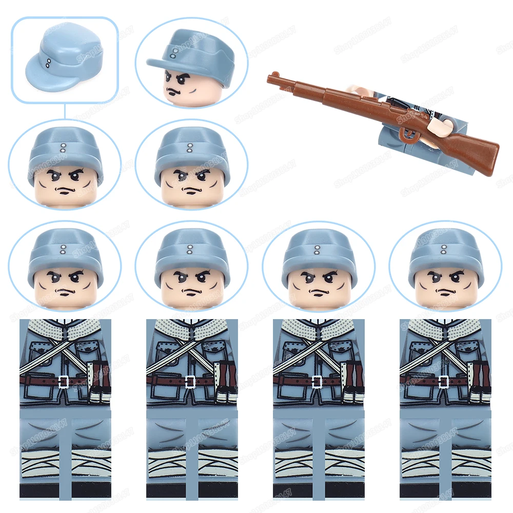 Military WW2 Figures Equipment 98k Chinese Army Eight Way Soldier Building Block Assembly War Legion Model Child Gifts Boy Toys |