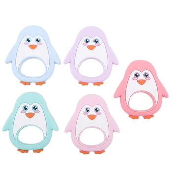 

DIY Pacifier Chain Baby Teething Beads Penguin Teether Baby Teething Toy Safe Food Grade Silicone Teether for Baby Dental Care