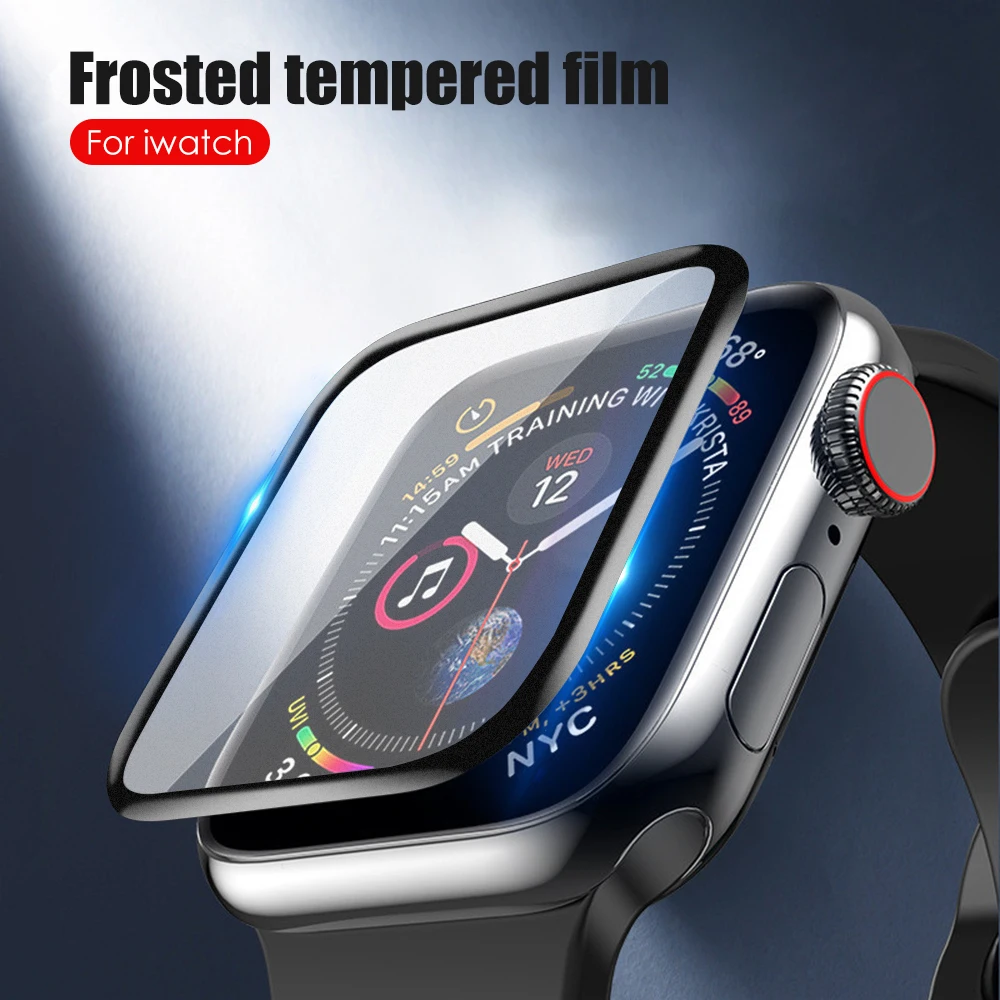 

Luxury Frosted Tempered Glass Screen Protector For IWatch 2 3 38/40 mm Film Full Cover Curved Films For Apple Watch 4 5 42/44mm