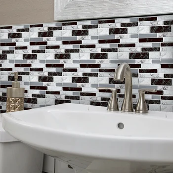 

27pcs Wall Tile Stickers Kitchen Bathroom Mosaic Adhesive Decor 20 * 10cm Wall Stickers Decoration New