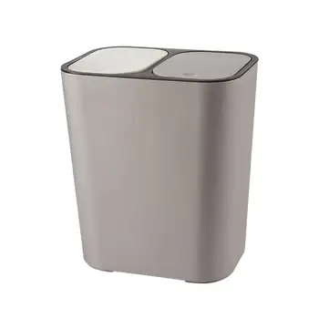 

Trash Can Push-type Waste Sorting Trash Can Dual Compartment Garbage Bin For Home Living Room Kitchen Office