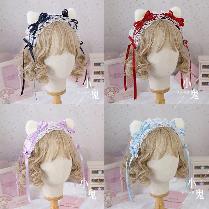 Оригинальный hand-made японский С симпатичным бантом с украшением в виде кошачьих