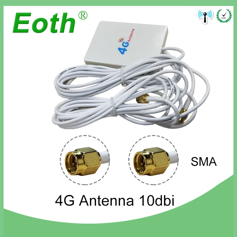Eoth 3G 4G LTE Антенна 10dbi SMA Штекерный разъем 2 м кабельная антенна для Huawei модемная