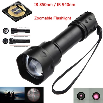

2020 New T20 LED flashlight Outdoor IR 850nm-940nm Night Vision Light Zoom Hunting Ultra Flashlight used with night vision devic