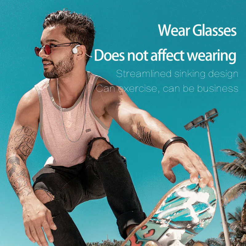 DOSII B16 Wireless Sports Earphone Bluetooth 5.0 True Bone Conduction Outdoor Running Waterproof Headphones with Microphone