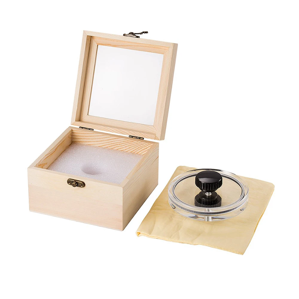 

LP Vinyl Record Cleaner Clamp Vinyl Record Lable Saver Protector Gramophone Record Clean Tool with Cleaning Cloth Wooden Box