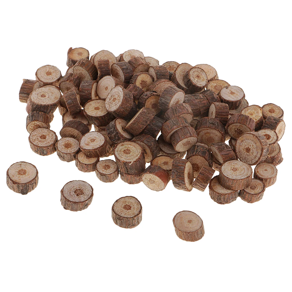 100 Pieces Wood Slices, Natural Unfinished Round Discs Ornaments Tree Bark Wooden Circles Log Discs For Crafts