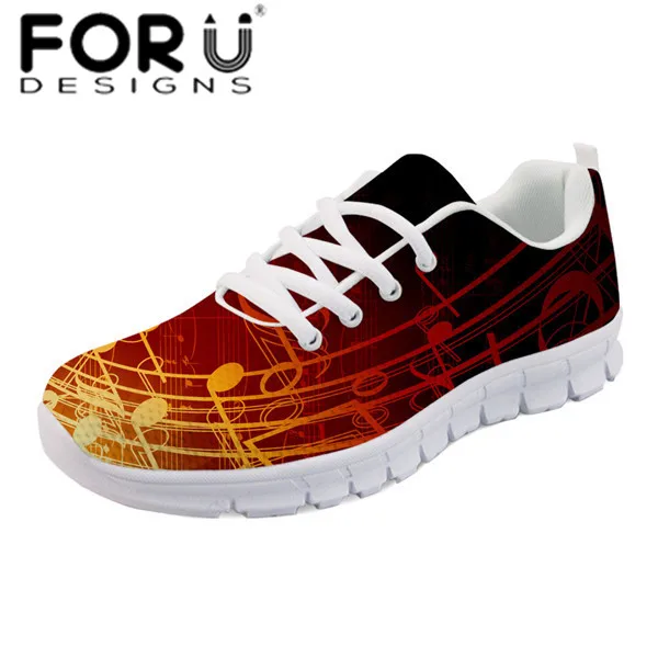 FORUDESIGNS с принтом в виде нот и пианино; женские прогулочные удобные кроссовки на шнуровке; женская обувь на плоской подошве из сетчатого материала; Цвет Черный; Friday - Цвет: H8398AQ