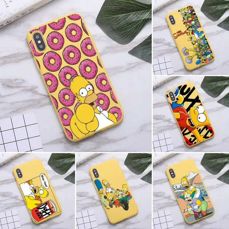 

Homer J Simpson funny Bart Simpson Phone Case for iPhone 11 Pro Max X XR XS 8 7 6s Plus Candy yellow Silicone Cases