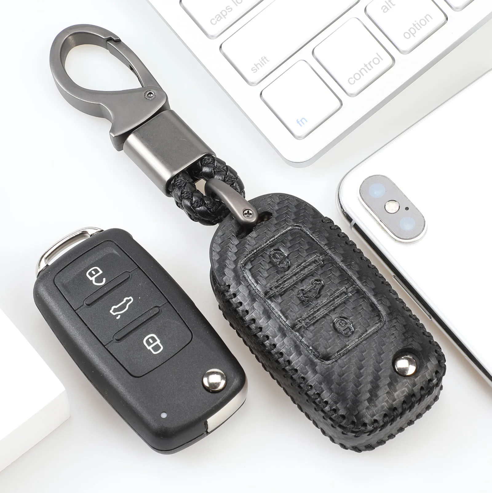 Jingyuqin углеродное волокно ключ чехол для VW гольф Бора для Golf, jetta, Polo Golf Passat; Skoda Octavia A5 Fabia сиденье Ibiza Leon автомобиля защитная крышка
