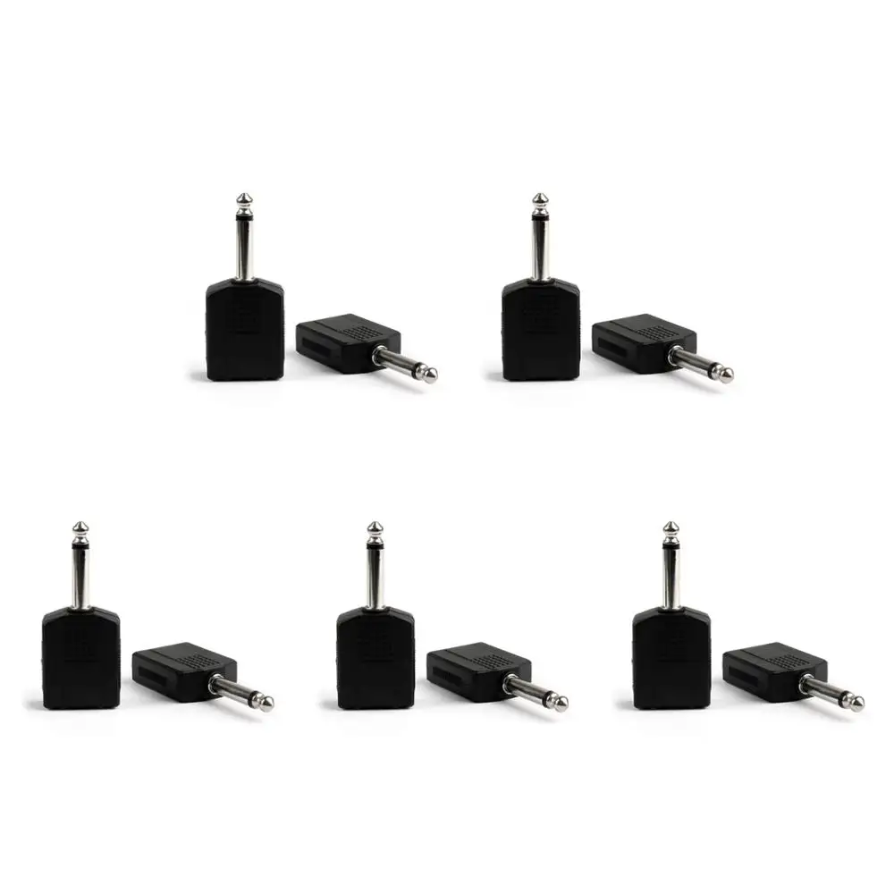 Artudatech 100Pcs 1 4 6 35mm Mono Plug Adapter to 2 Way 6 35mm Mono Jack Headphone Y Splitter Connector Parts