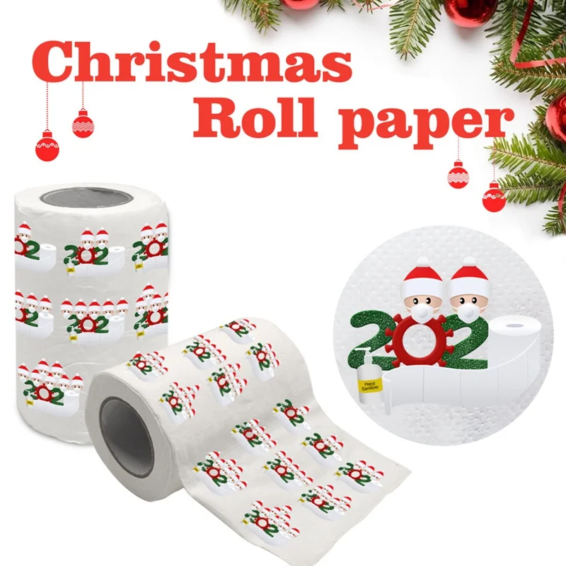 

Cute Gift Christmas Toilet Paper Wood Pulp Napkin Printed Holiday Birthday Home Roll Tissue Funny Bathroom Decor Party