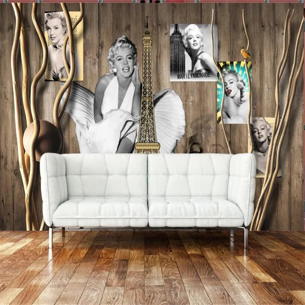 

Drop Shipping Custom Large 3d Wallpaper Mural Retro Nostalgic Dead Tree Monroe Bar Background Wall Decoration Mural Wallpaper