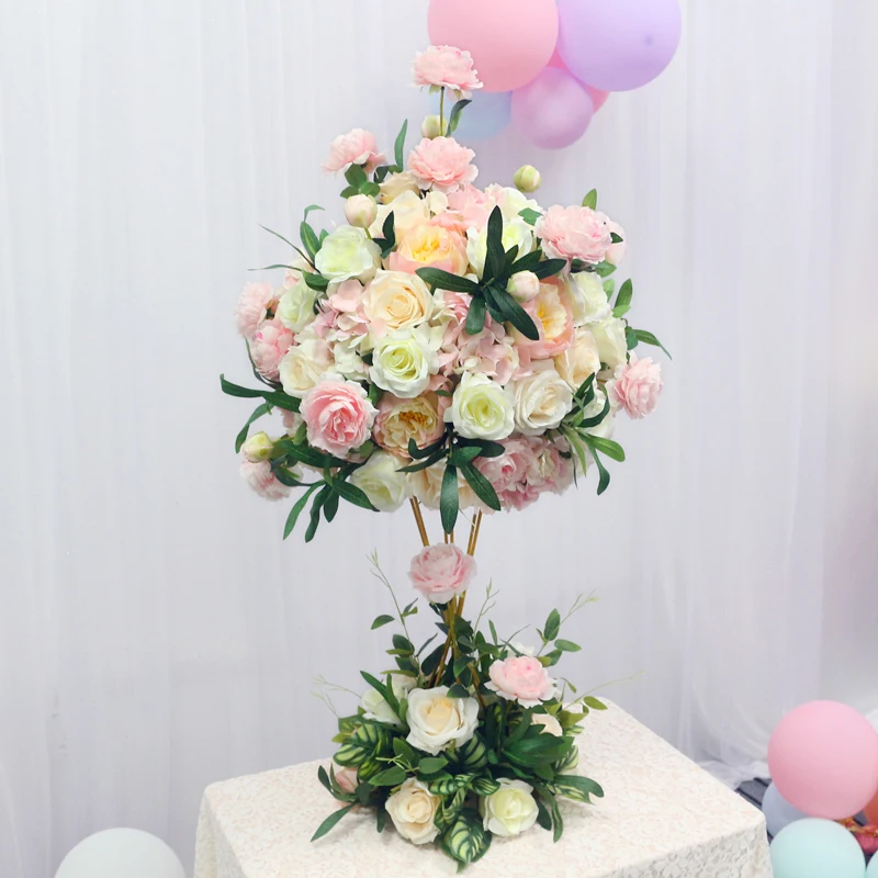 JAROWN 40cm Silk Artificial Rose Hydrangea Flower Ball Wedding Centerpieces Arrangement Decor Wedding Party Backdrop Flores Accessories (22)