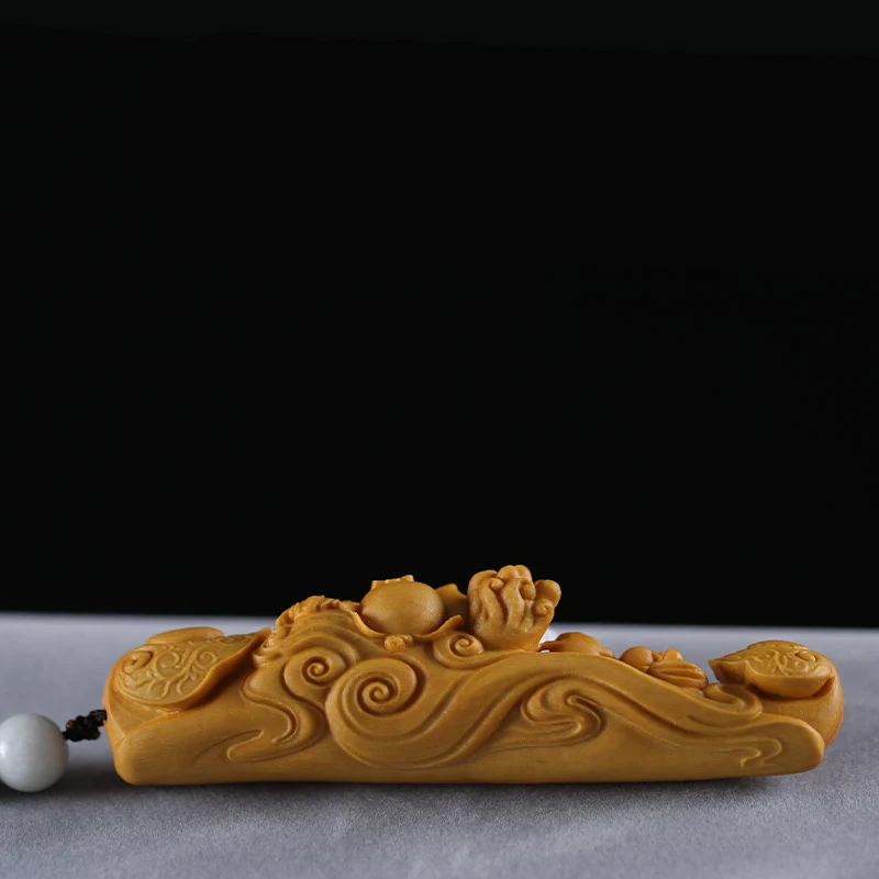 Маленькая маленькая кукла Lucky Boxwood Carvings Ruyi подвеска из цельного дерева резная
