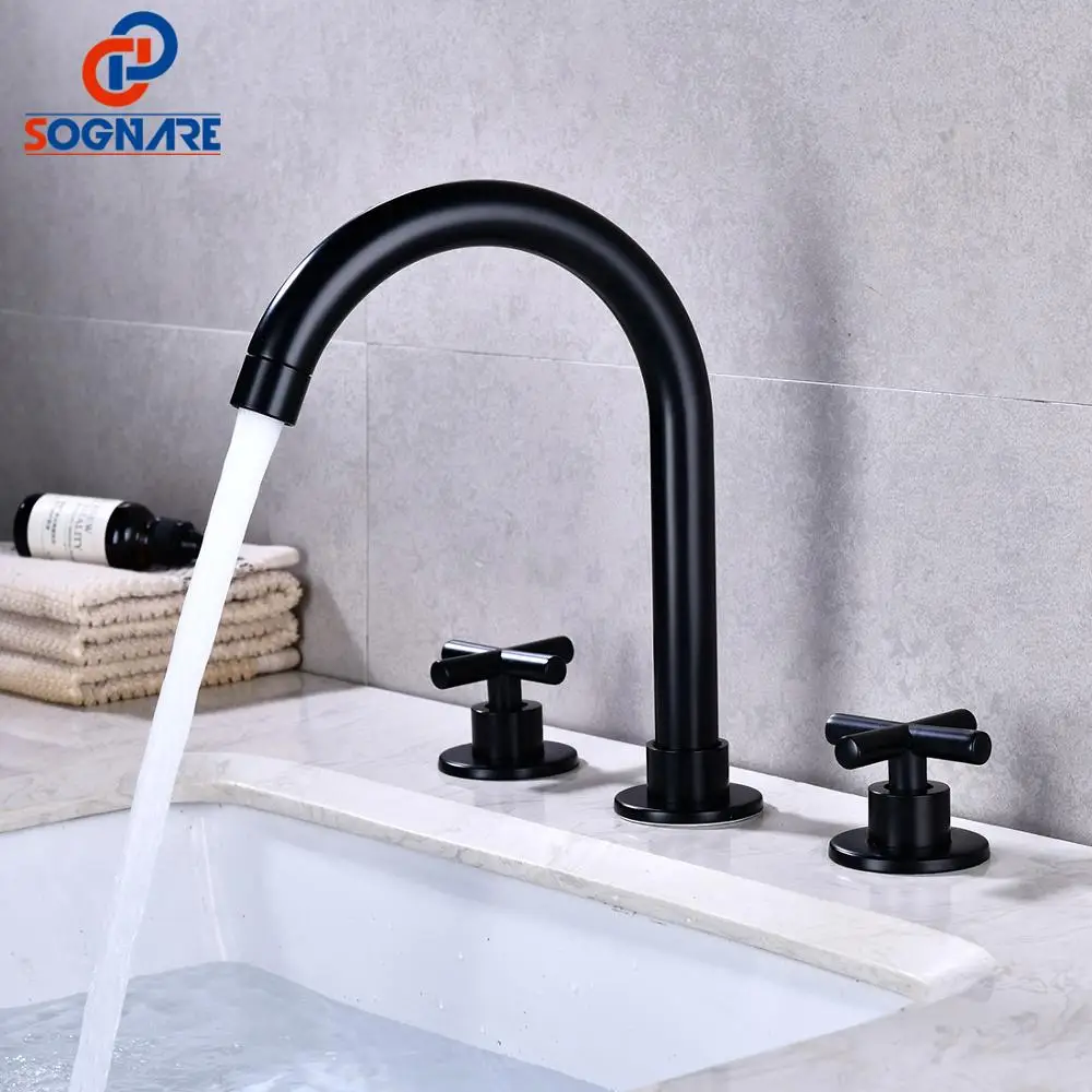 Смесители для раковины SOGNARE латунный полированный черный кран в ванную комнату с