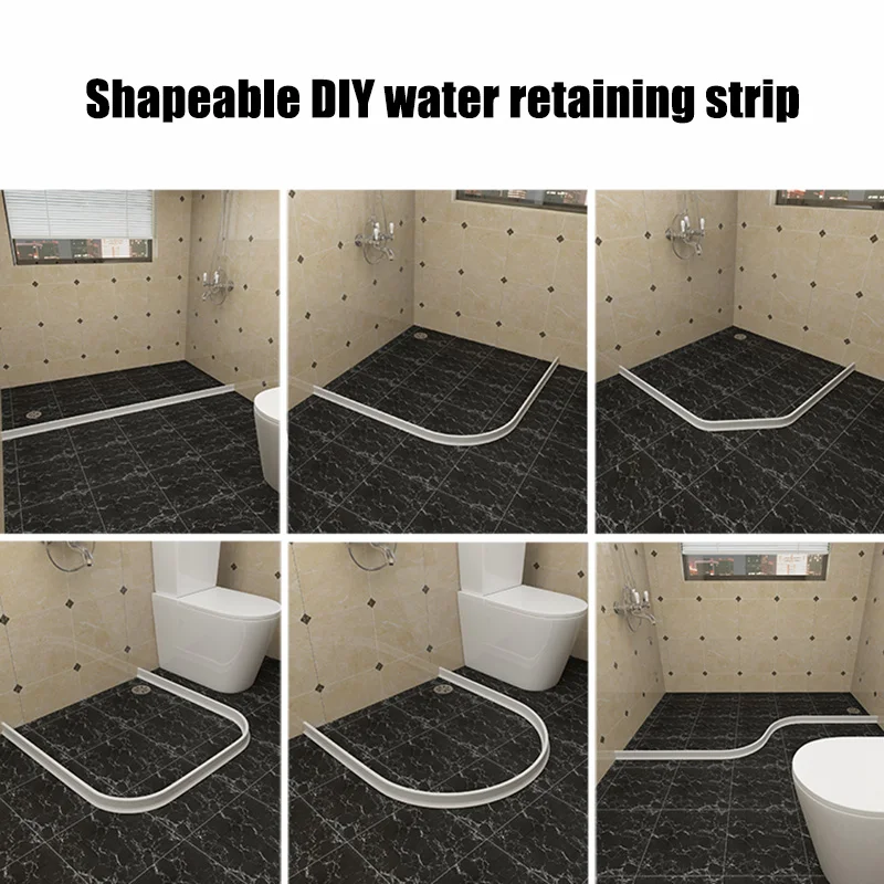 

Shower Door Dam Water Stopper Collapsible Shapeable DIY Water Retaining Strip Threshold Water Barrier for Bathroom Kitchen