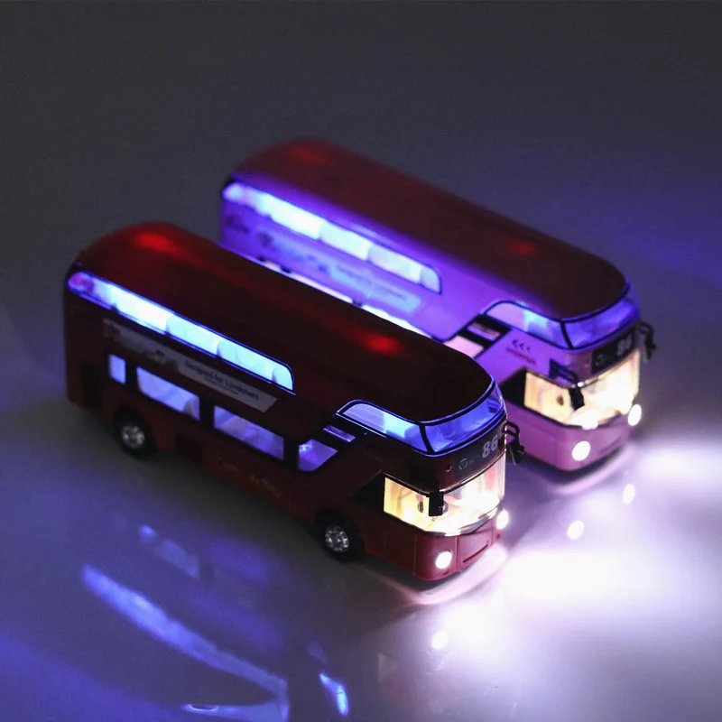 Sale High Quality 1:32 Alloy Pull Back Bus Model,High Imitation Double Sightseeing Bus,Flash Toy Vehicle,Free Shipping Kids Toys