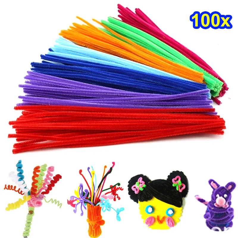 Varillas de felpa de tallos de colores del arcoíris, juguetes educativos  para jardín de infancia, manualidades artesanales, juguetes devoladores  creativos, 100 Uds.|Obsequios para fiestas| - AliExpress