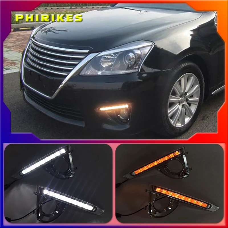 

LED DRL Daytime running light DRL for Toyota Crown 2013-2015 led Fog lamp driving light with yellow turn signal light